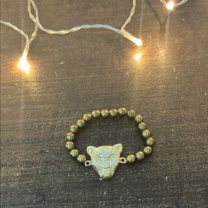 Gold Panther Beaded Bracelet